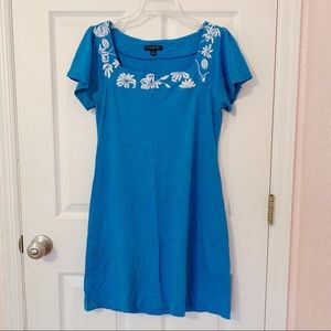 Blue Square Neck Dress or Cover-up